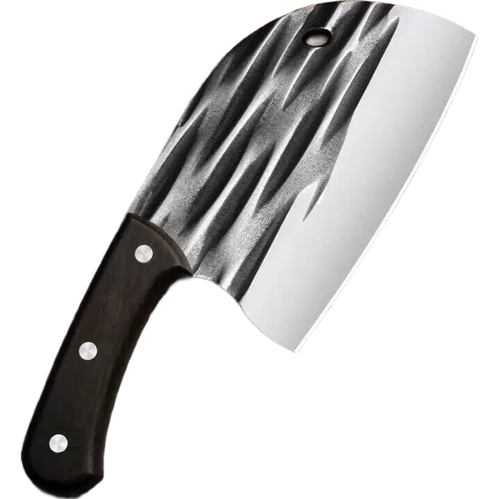 鱼头刀手工锻打菜刀厨师斩切两用刀木柄切肉切菜刀厨房刀具 批覆木纹柄鱼头刀1把