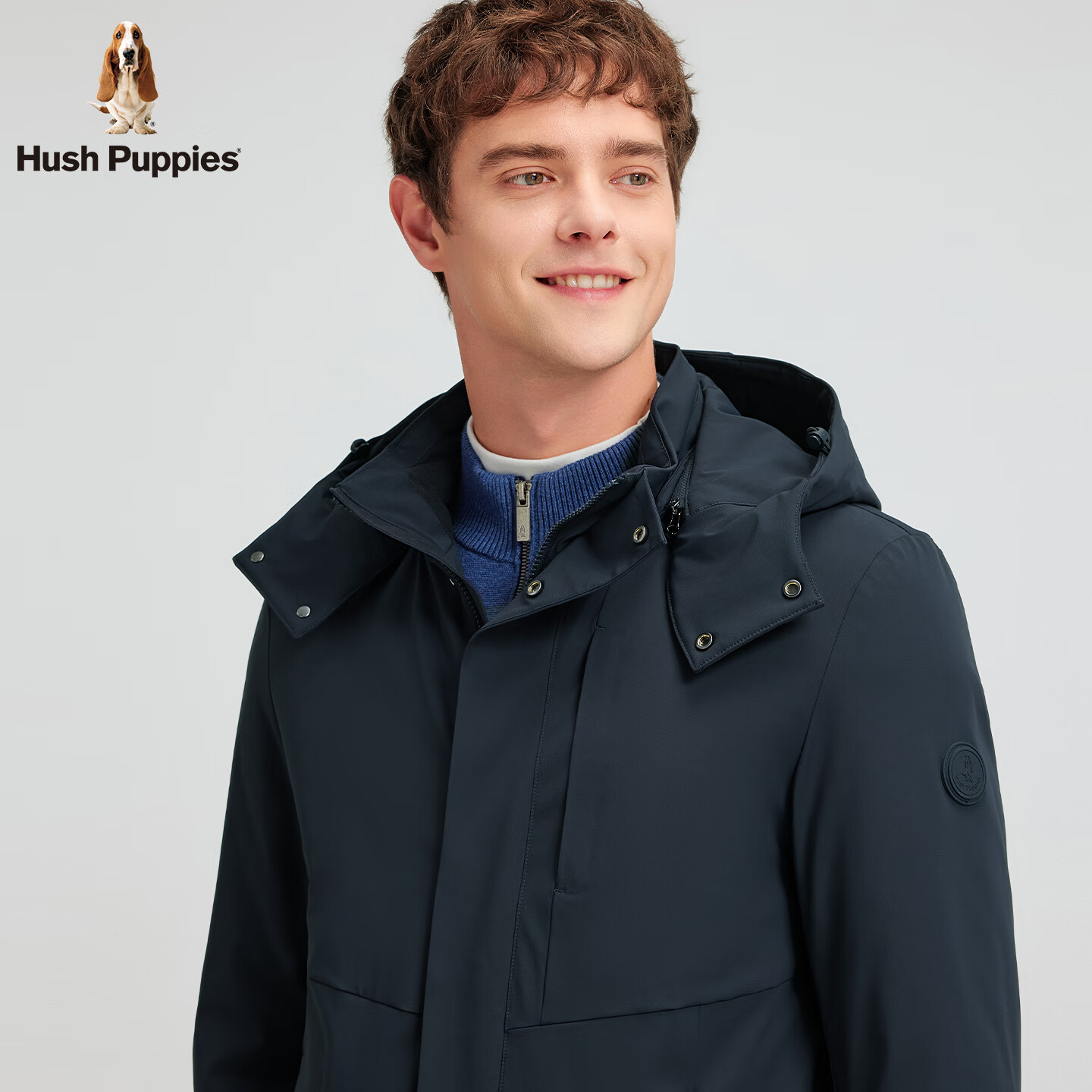 暇步士（Hush Puppies）【挺括有型】男装2025冬季新款蓬松舒适锁温安心绒羽绒服 墨蓝色 XL