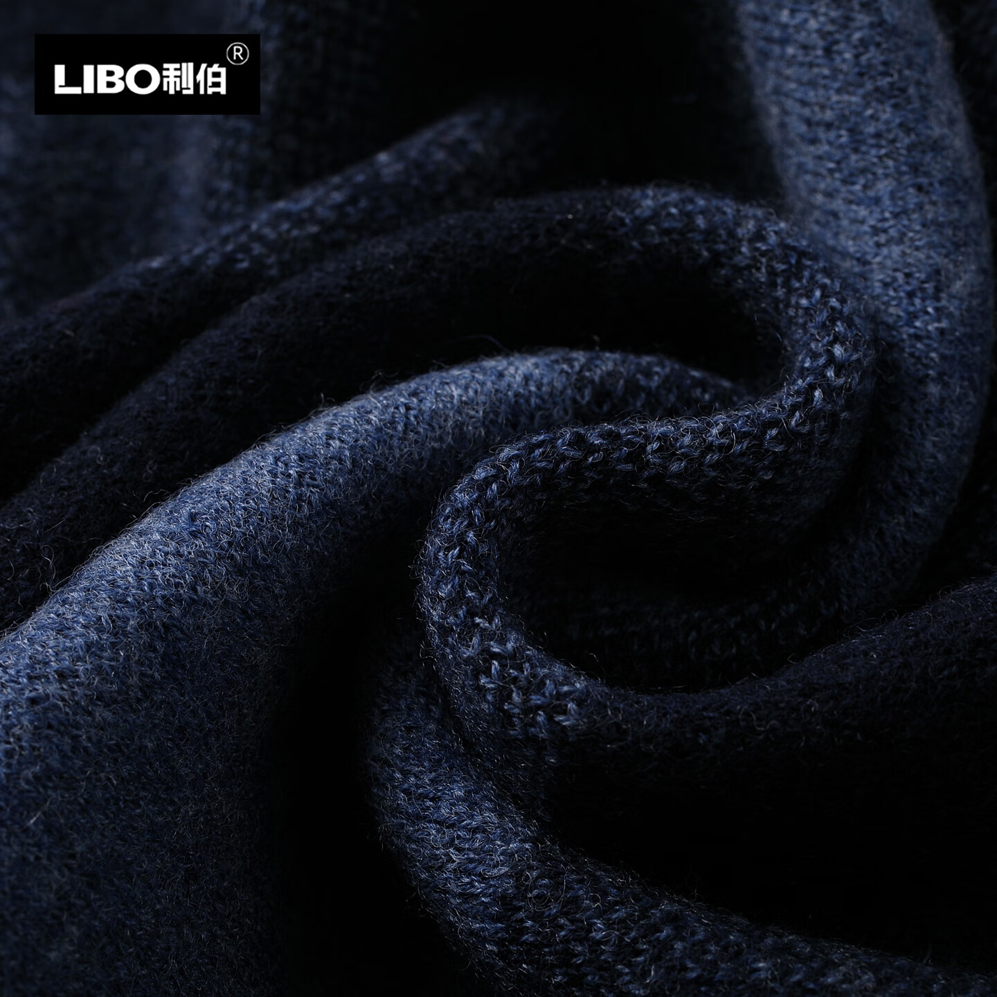 利伯100%羊毛围巾2025新款男士冬季保暖格子加厚围脖高档礼物送爸爸 宝蓝色