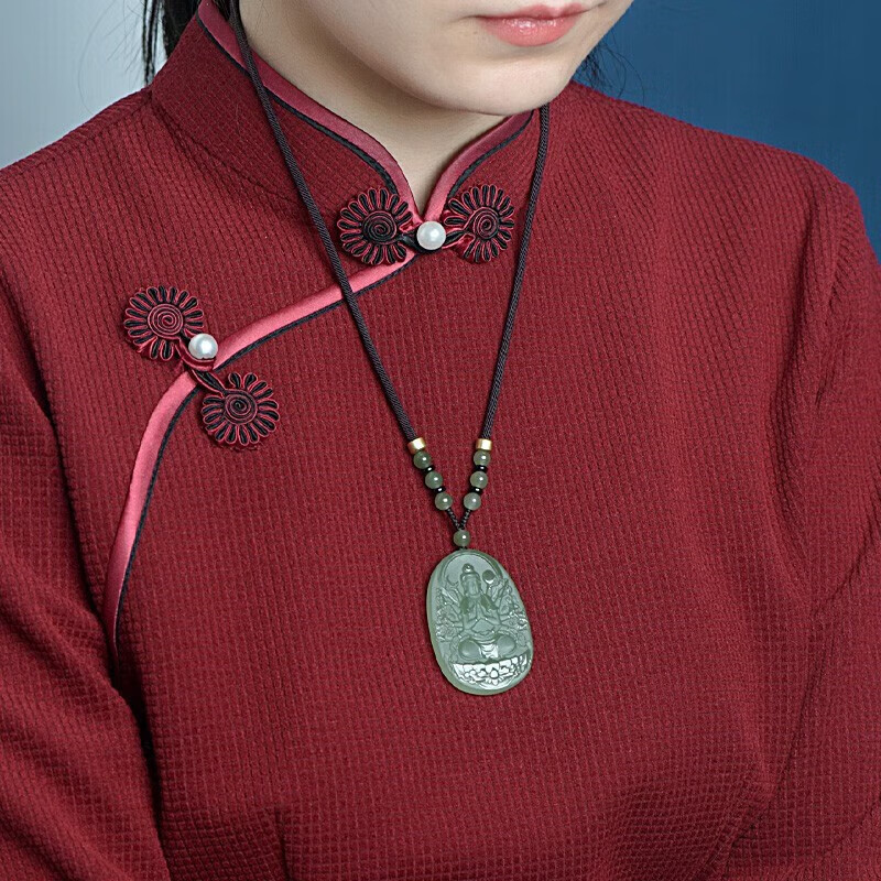 百星一月 和田玉本命佛玉石吊坠 晴水色本命男女款玉佩 生肖鼠/千手观音