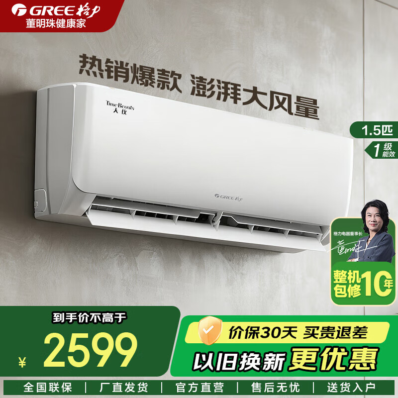 格力（GREE）挂机【国家补贴20%】天仪 新一级能效 空调 变频冷暖净菌自清洁 舒适静音省电 家用壁挂式格力空调 1.5匹 一级能效 1.5匹 一级能效 新品