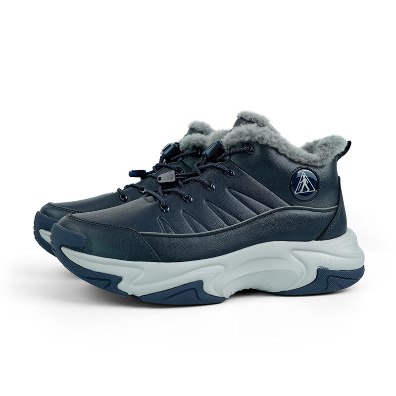 足力健轻便羊毛雪地靴男女冬季保暖加厚抗寒不冻脚老人棉鞋 男休闲蓝色 42