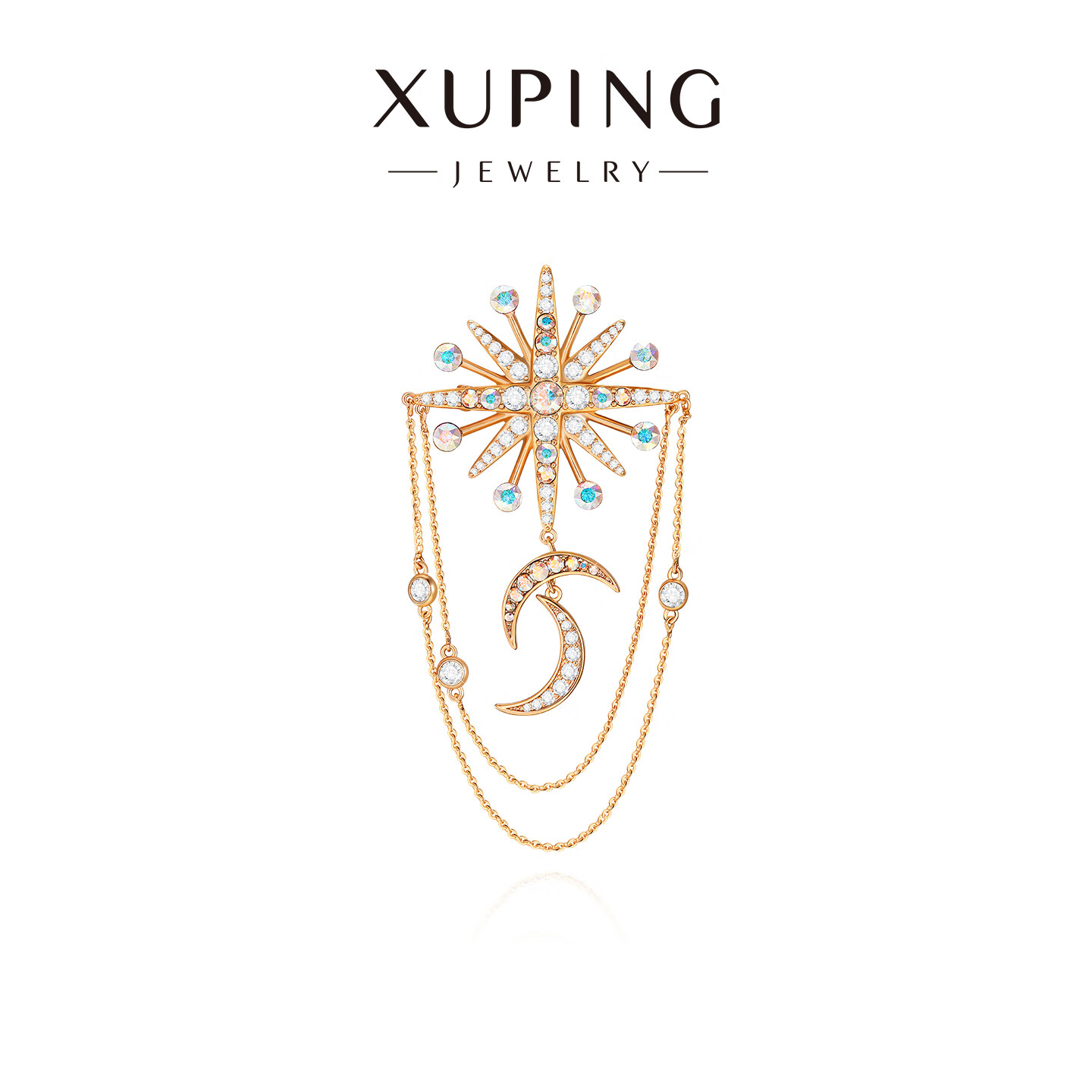 XUPING旭平首饰走秀之夜主题 光芒流苏胸针 女生秋冬大衣配饰送生日礼物 胸针