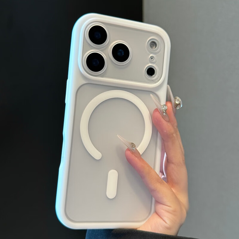 韵宁 适用苹果17promax手机壳磨砂肤感磁吸iPhone16Pro透明硅胶14简约时尚15全包防摔13男女款保护套 精孔透明磨砂【白色-磁吸】硅胶肤感 iPhone 17 Pro Max