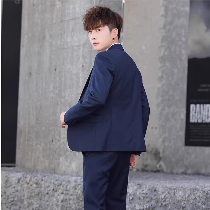 伊尔缘男士秋冬加厚西装套装修身学生休闲正装上班面试成人礼男职业西服 外套一件 M 【100-105斤】【质量很好】