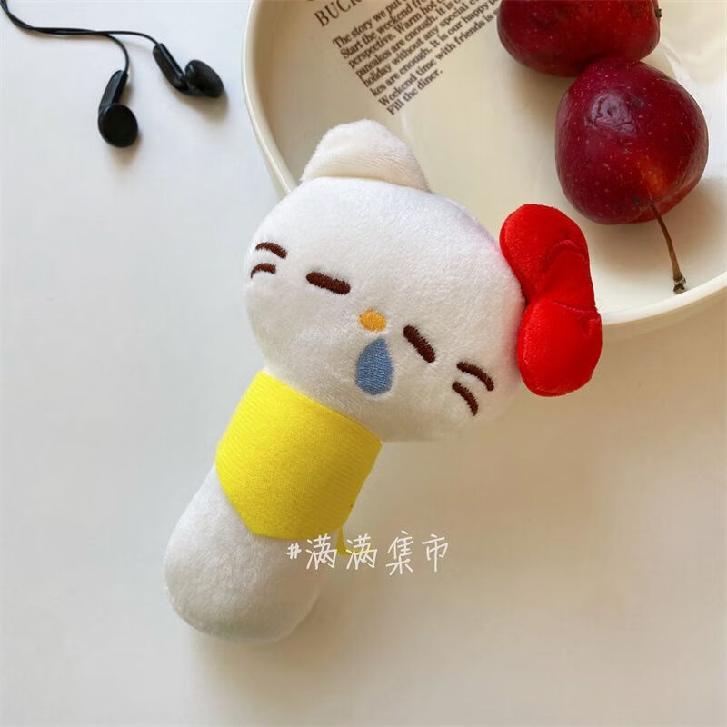 咏幻可爱毛绒手持镜子高颜值便携化妆镜随身携带迷你手柄镜小巧手持镜 贪睡猫咪[手持迷你镜]