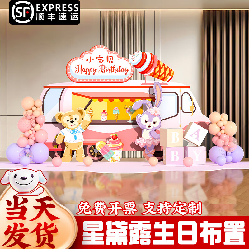 玺飞星黛露玲娜贝儿周岁生日场景布置装饰小公主仪式感女孩背景墙kt板 当日发/01款星黛露背景墙