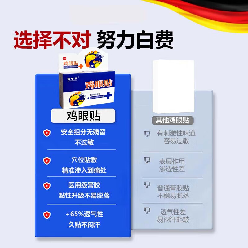 保中寳鸡眼膏贴去脚跟鸡眼膏贴去肉根刺刺猴无.痛脱落连根.拔鸡眼去除药 特效：1盒【鸡眼专用】