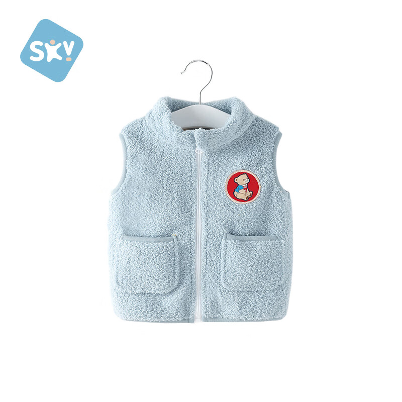 舒贝怡婴儿衣服秋冬宝宝外穿马甲女童美丽绒保暖背心男小孩立领洋气坎肩 蓝色 130