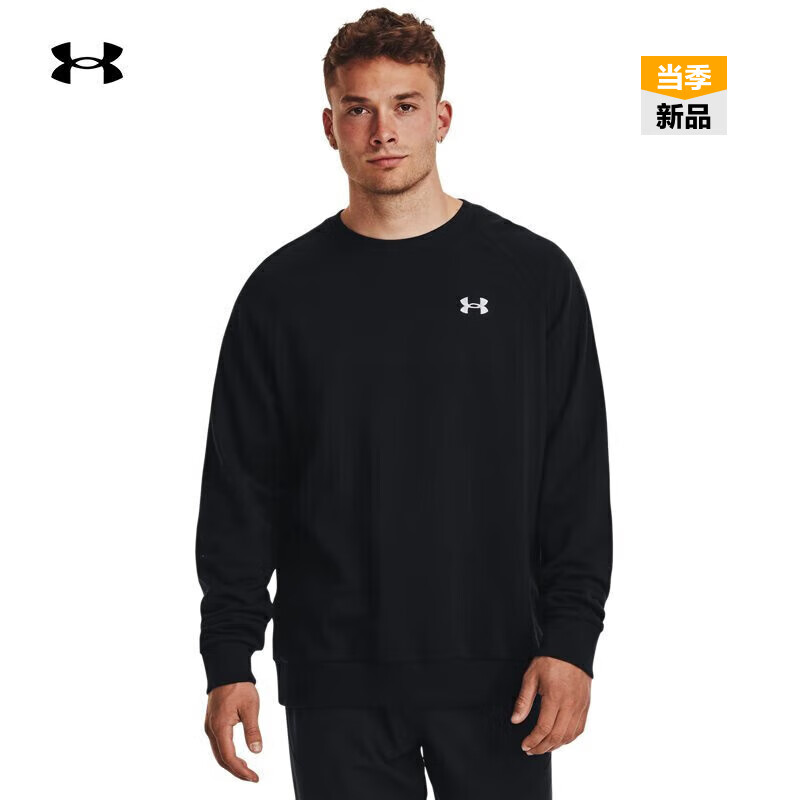 安德玛（UNDERARMOUR）秋冬Rival男子圆领运动休闲卫衣1382295 黑色001   XL   