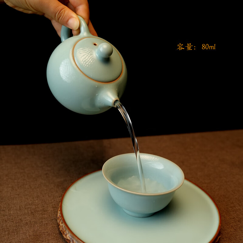 汝誉天下【新年礼物】汝窑茶具茶杯水杯主人杯压手杯汝瓷天青冰裂陶瓷茶盏 压手杯(单杯)85ml1只