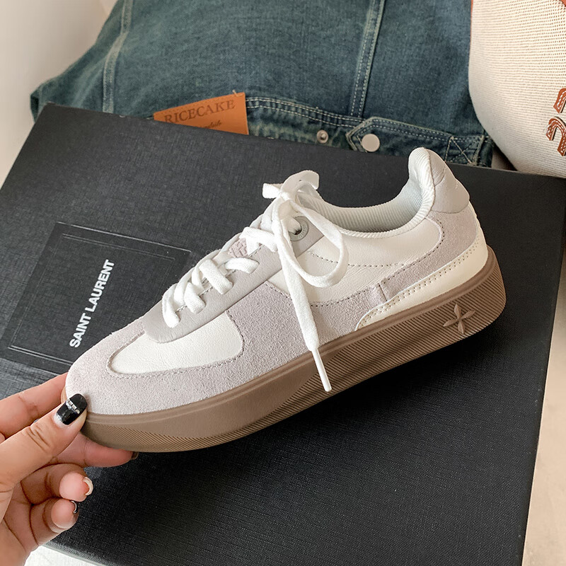 DARSII德训鞋女鞋2026春季新款运动休闲鞋学生百搭情侣小白鞋平底板鞋男 摩卡灰 41