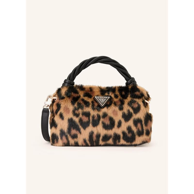 GUESS女士單肩包可拆卸肩帶單手提握主隔層設計按扣開(kāi)合豹紋圖案 BRAUN / BLACK ONE SIZE