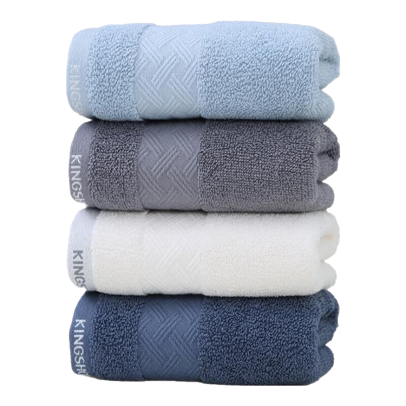 金號7A級抗菌純棉A類毛巾居家成人洗臉擦臉巾柔軟吸水毛巾 淺藍(lán)+灰色+白色+藏青 4條