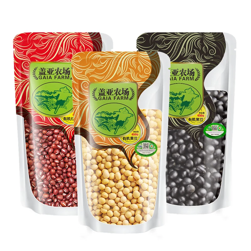 盖亚农场（Gaia Farm） 有机黑豆 东北绿芯黑豆（无染色 可打豆浆 无染色五谷杂粮 ） 【经典搭配】有机黑豆450g+有机黄豆450g+有机红豆450g