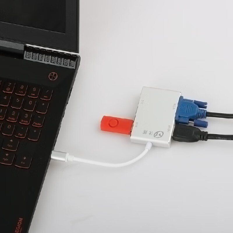 优霆 Type-c转HDMI扩展钨转换器HUB四合一VGA/DVI USB Mac电脑笔记本电视投影投屏器会议视频方便 四合一TypeC转HDMI/VGA/DVI/USB Type-c扩展四合一