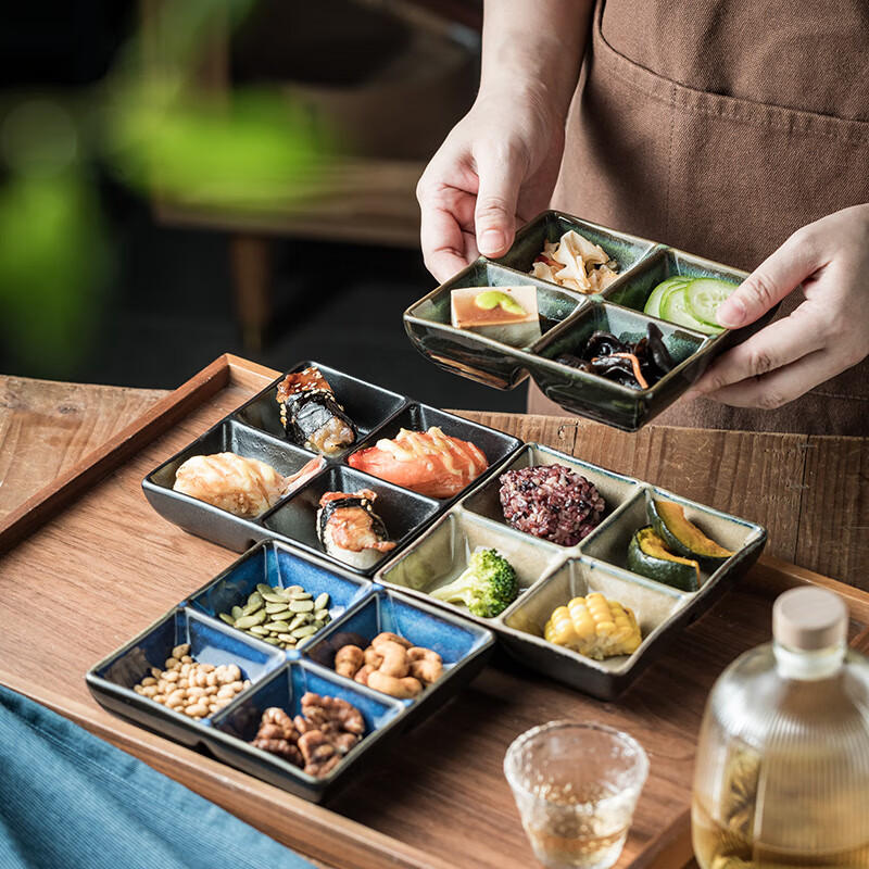 慕一琳陶瓷四格碟子餐厅家用前菜点心水果零食碟子酱油蘸料寿司味碟醋