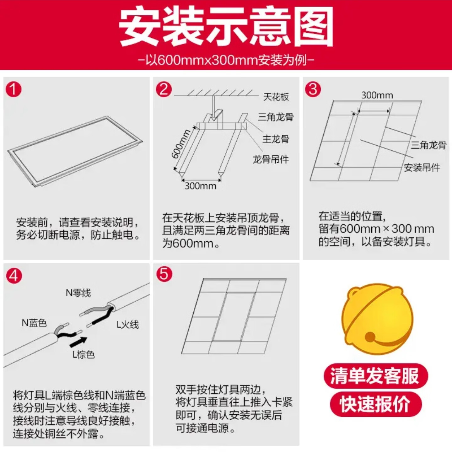公牛BULL吸顶灯 LED300×600平板灯金属边框24W色温5700K厨房灯卫浴灯 24W 14㎡内适用 1870lm P32白色边框300*600mm