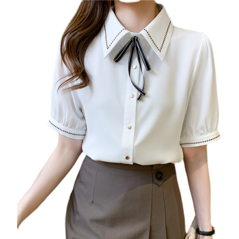 教资面试衣服女夏季大学生2022小个子上衣正式场合老师教师装穿搭衬衫