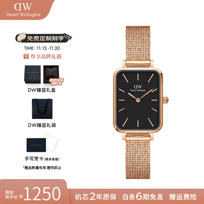丹尼尔惠灵顿（DanielWellington）dw手表女 复古小方表石英女士手表欧美腕表 七夕情人节礼物送女友 小方块