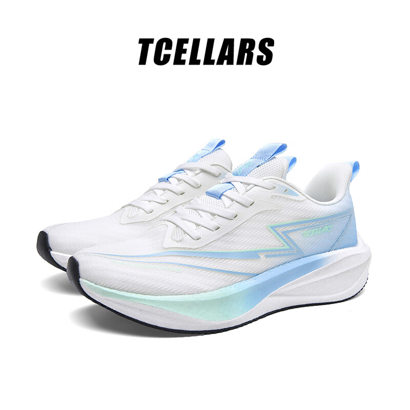 Tcellars雷电2.0 跑步鞋男鞋秋冬碳板缓震轻便入门跑鞋透气情侣运动鞋子男 白月蓝 39