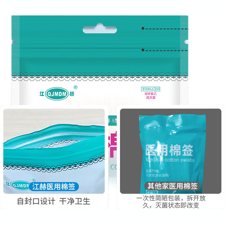 医用无菌棉签一次性灭菌级消毒棉棒医院药房同款 医用无菌型100支/袋【亏本冲量】 A型竹棒10cm