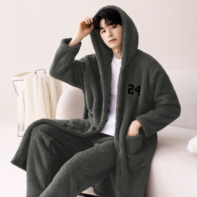 芬腾可安（FENTENGCARE）【M】软绵绵半边绒情侣睡衣冬季睡袍套装柔软休闲感外穿家居服 61008 XXXL