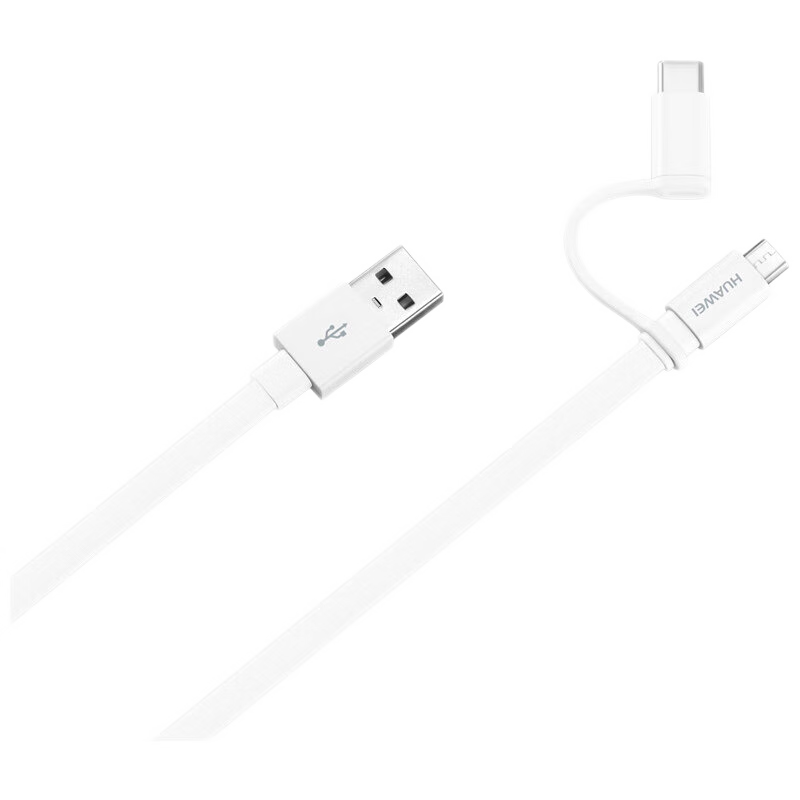 华为原装二合一数据线 安卓充电线 Micro USB+TypeC接口通用 2A快充华为荣耀手机适用 【快充】二合一数据线 1.5米白色加宽