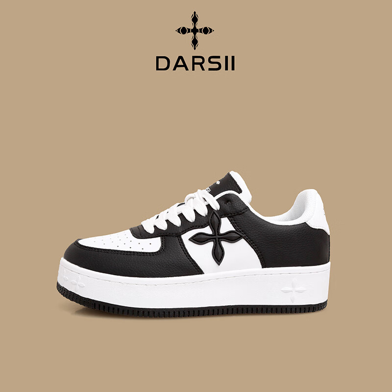 DARSII香港达斯春季新款情侣小白鞋百搭舒适防滑耐磨低帮休闲运动板鞋男 美式黑 40