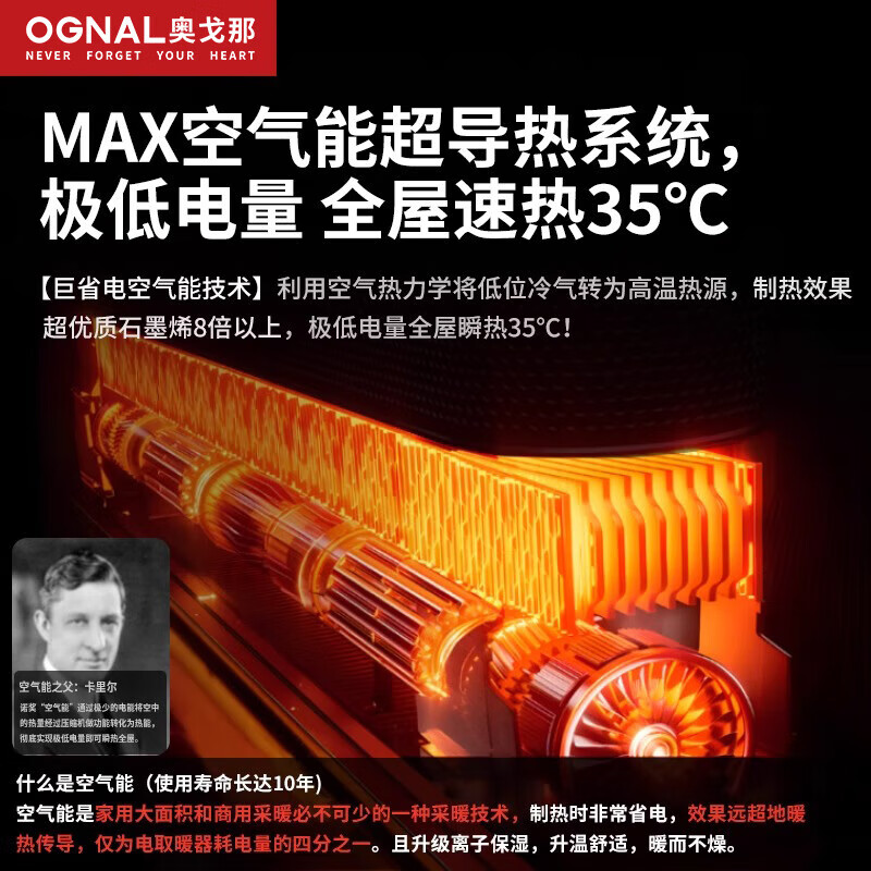 奥戈那【德国出口品质丨36℃石墨烯速热】取暖器家用暖风机火焰电暖器2025新款烤火炉大面积全屋升温神器 【1秒瞬热丨3D动态炭火】巨省电超静音丨0-60平 远超一级能效丨低至0.12元/小时【7天免费试用】