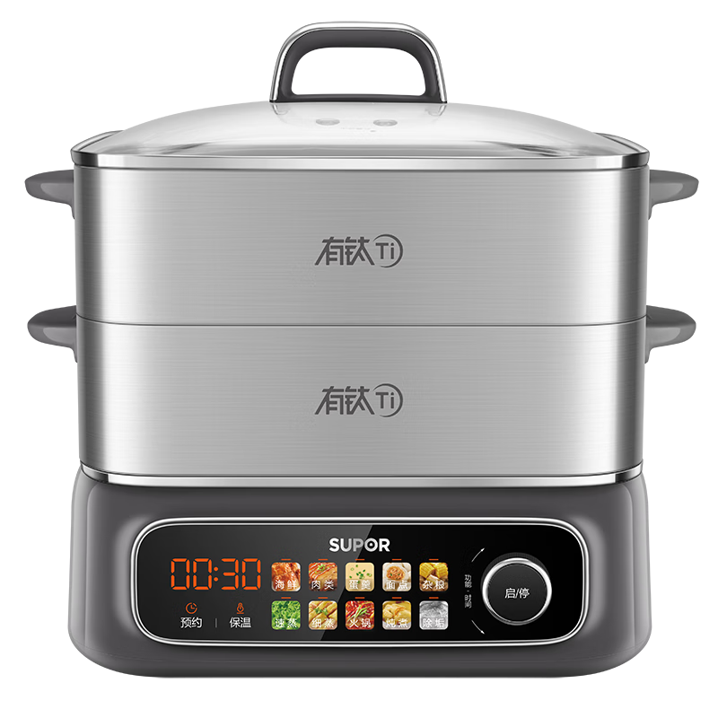 苏泊尔（SUPOR）有钛电蒸锅 家用多功能炖蒸煮一体电热锅 0涂层不锈钢底电煮锅 18L电火锅多用途锅 ZN30FC1269