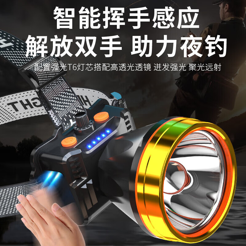 SHENYU2026新款神鱼（SHENYU）感应头灯强光超长续航可充电远射头戴式夜 可感应39800w 充电宝+电显