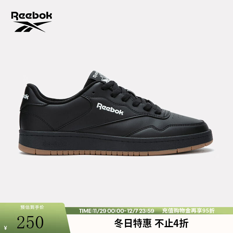 Reebok锐步官方24新款男女同款COURT 1000运动复古休闲潮流板鞋 24FRC907U2GH0 黑色/中黄色 42 (27cm),US：9