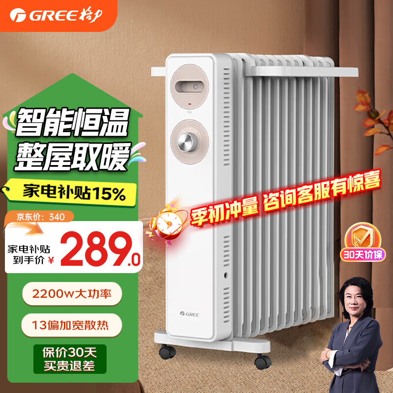 格力（GREE）取暖器电油汀家用电暖器片13片加宽油丁防烫电暖气片 13片 机械式 NDY22-S6022