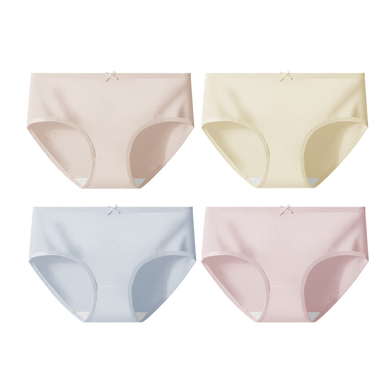 芝麻时光内裤女 全纯棉 10A抗菌抑菌底档三角裤中腰 纯棉短裤 精梳棉女生 拍1发4【 包含赠送共发4条混色】 L 建议95-120斤