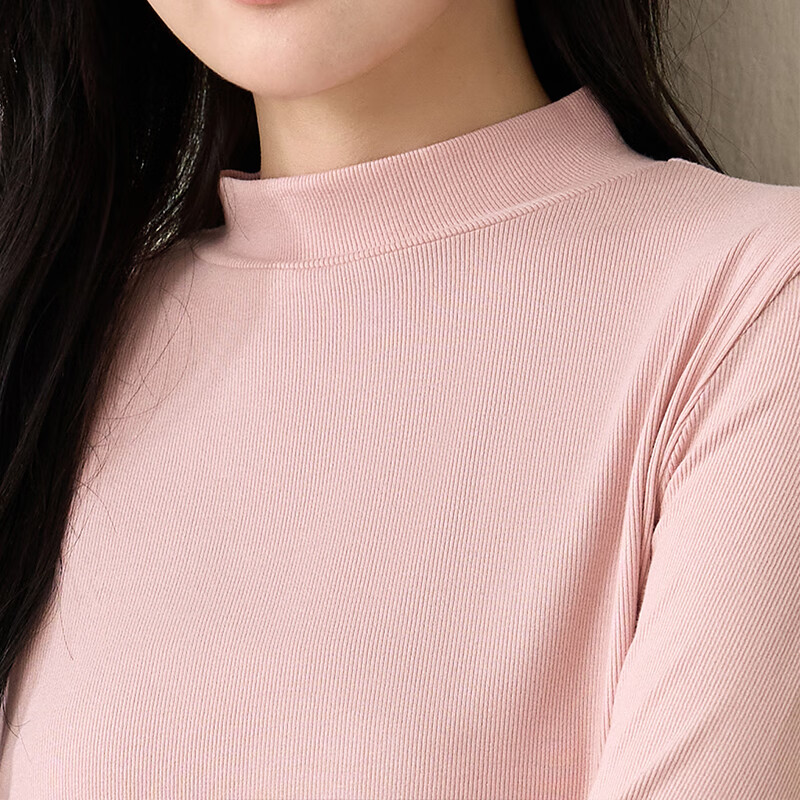 子牧棉麻秋装 女韩版百搭打底衫内搭长袖薄款半高领螺纹T恤上衣8701 珍珠白半高领 2XL (建议140-155斤)
