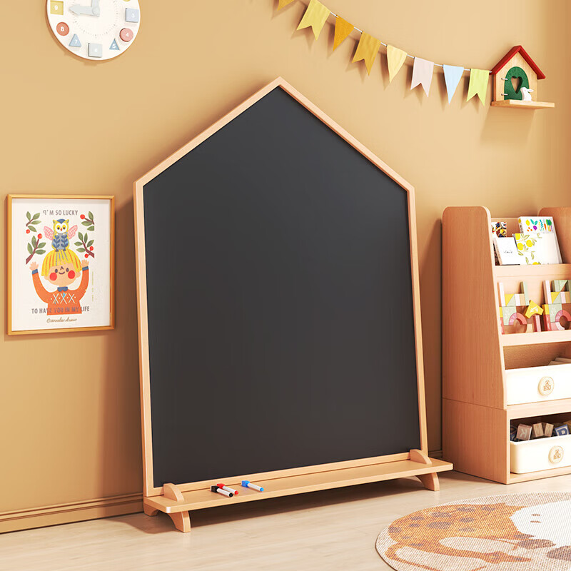 磁博士ciboshi家用儿童画板宝宝磁性双面小黑板支架式涂色涂鸦移动可擦写字白板 【米色】方型画板90*120cm带底座】双面白+黑