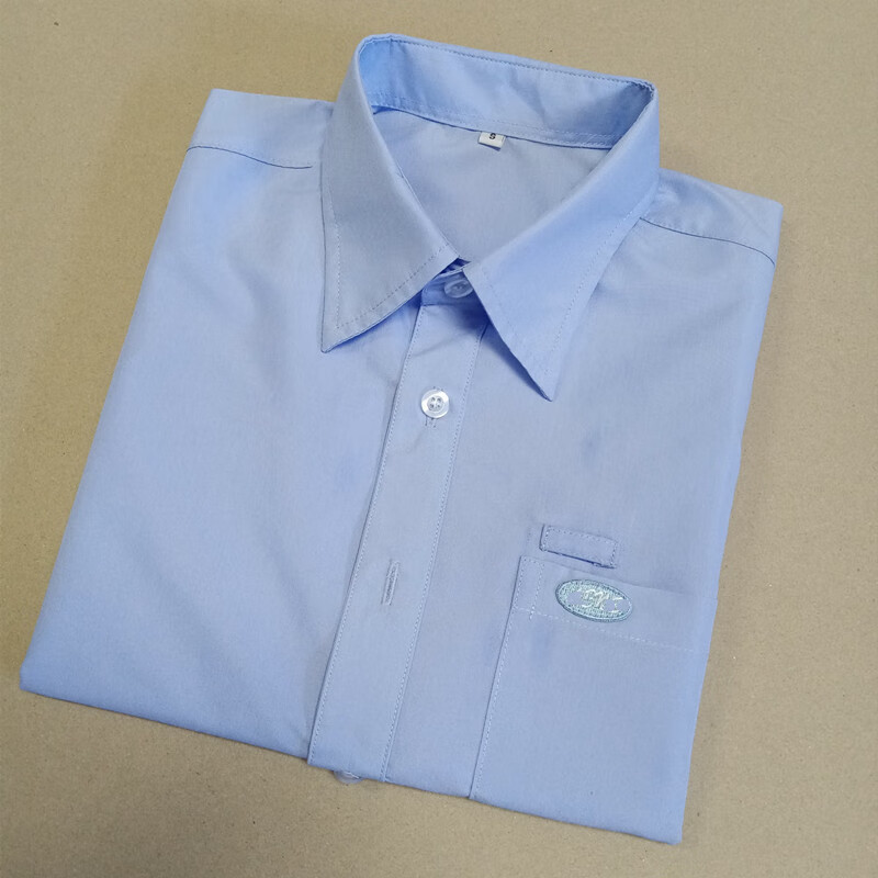 云蔷蓝思科技工作服 湖南蓝思厂服男装衬衫夏季蓝色短袖商务纯色工衣