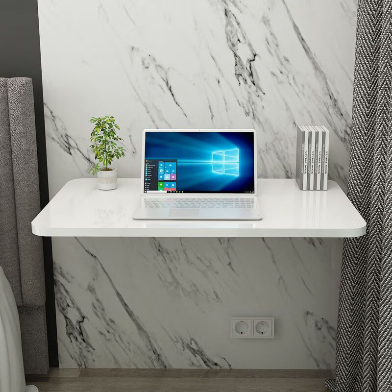 忆思减墙上可折叠置物架免打孔一字隔板厨房壁挂式多功能吃饭家用小餐桌 折叠支架+100*40CM白色板