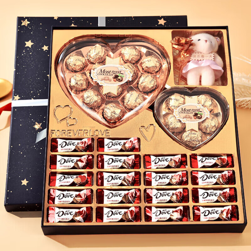 巧克力礼盒装送女友老婆心形生日礼物女生实用七夕情 臻选