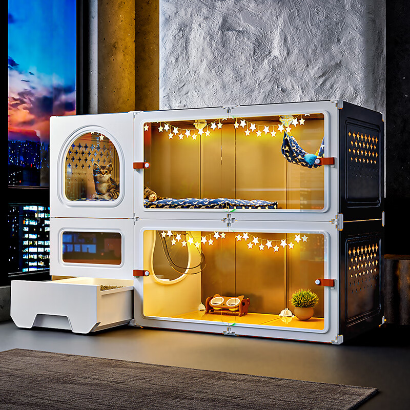 蔻丝猫笼子超大自由空间家用猫厕所一体猫屋猫舍新猫窝猫柜室内猫别墅