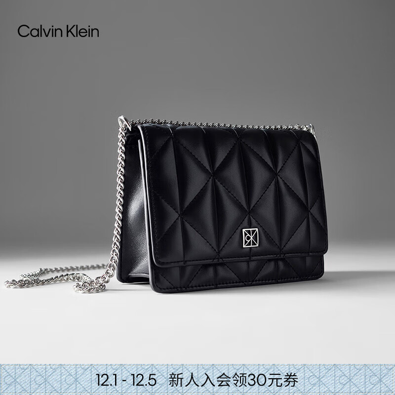 Calvin Klein女包25秋冬新款休闲通勤ck金属老花字母单肩斜挎链条包方包礼物