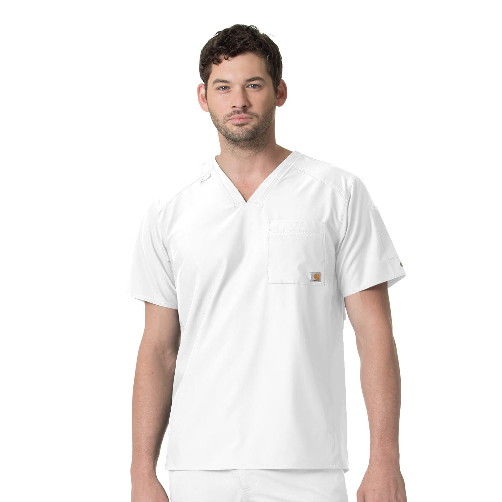 Carhartt卡哈特Carhartt Scrubs C16113 Force 时尚修身 V 领上衣, 白色, 小号 白色 小号