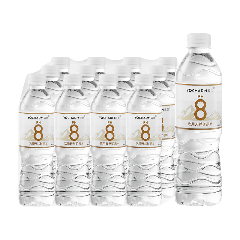 云臣（Yocharm）长白山天然矿泉水 弱碱性含偏硅酸PH8.0+饮用水550ml*12瓶 