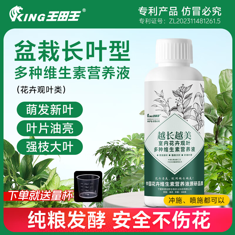 王田王专利植物营养液通用生根液家用花肥料发财树绿萝月季盆景水溶肥 绿植观叶型500g*1瓶
