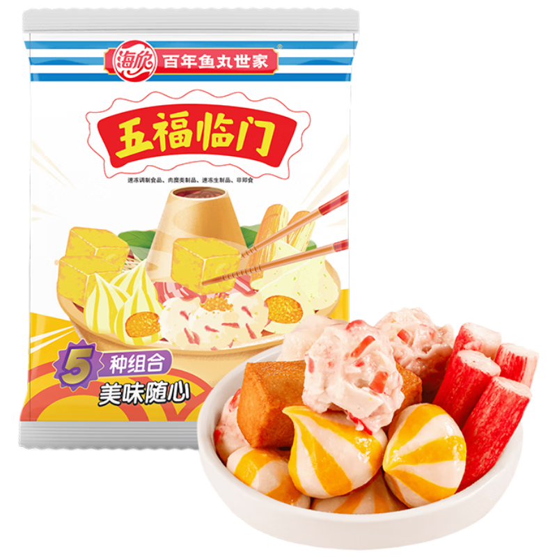 海欣五福临门600g火锅套餐麻辣烫关东煮套餐蟹棒海胆包鱼豆腐丸子 海欣五福临门600g*3
