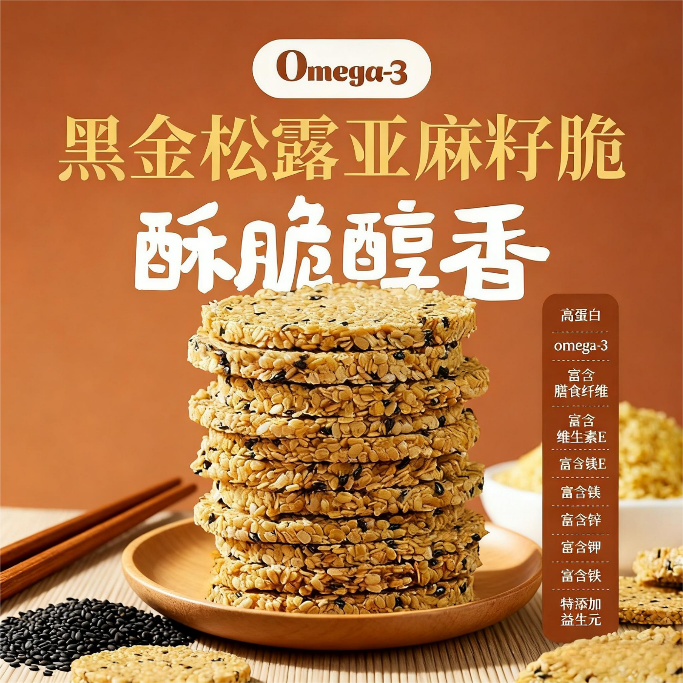 接运猫山姆同款黑松露亚麻籽仁薄脆饼干粗粮早餐饼干独立小包装孕妇零食 黑金松露亚麻籽仁饼116g*2盒