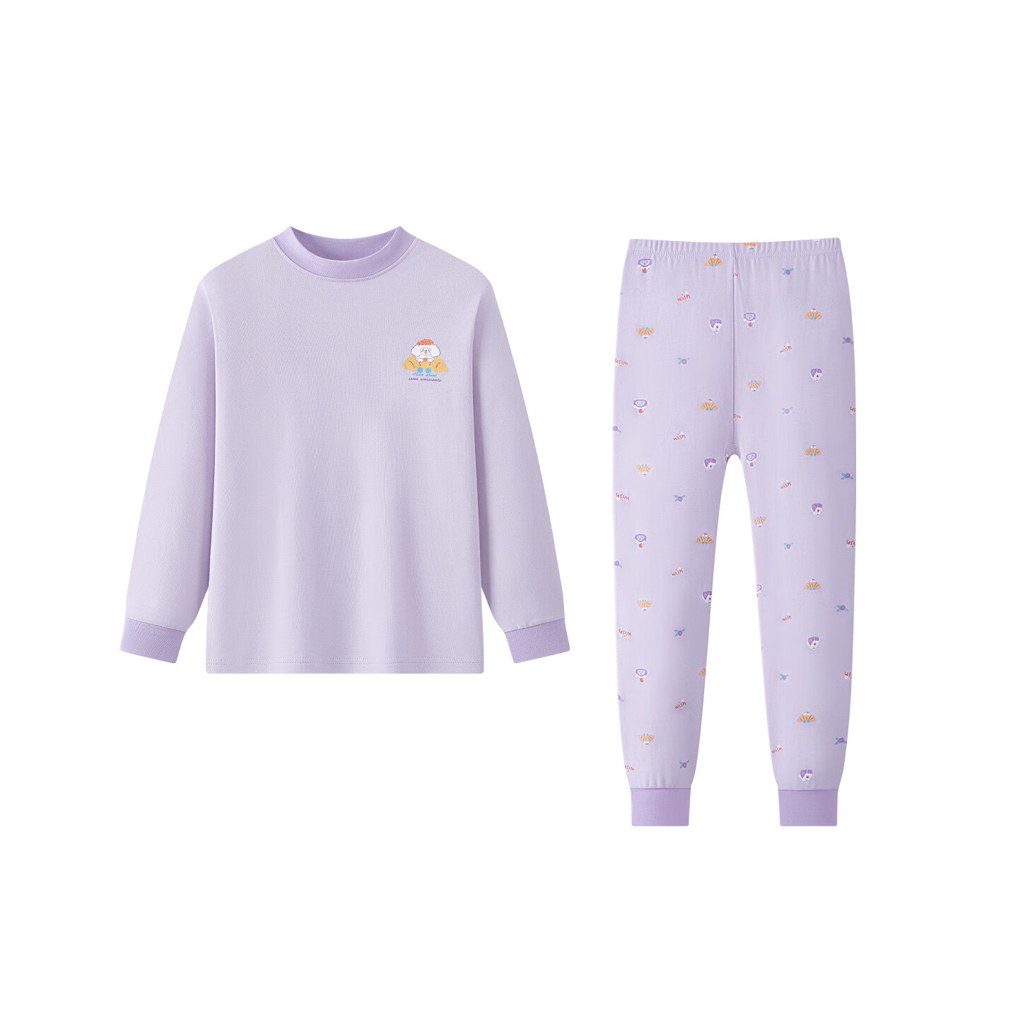 笛莎（DEESHA）【7A抑菌 40S紧密纺】女童纯棉保暖内衣中大童秋衣秋裤套装 面包汪汪（半高领） 170