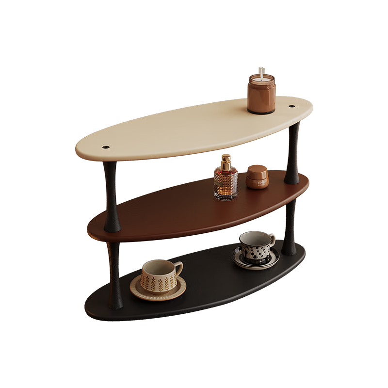 非叹实木桌面置物架咖啡厨房收纳架原创办公室家用茶具杯架桌上储物架 月白
