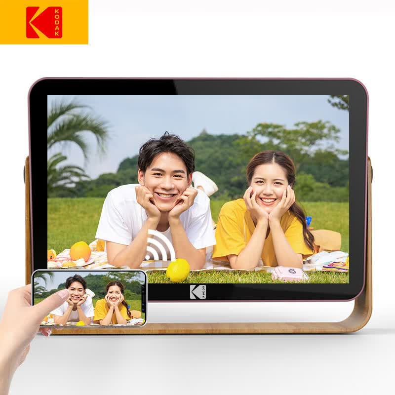 KODAK108V/109V 数码相框10.1英寸高清电子相册可充电触屏无线传输照片视频播放器 108V玫瑰金